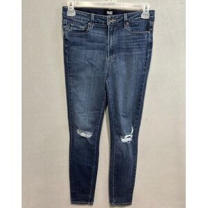 Paige Hoxton Ankle Jeans Womens 30 Blue Distressed High Rise Skinny‎ Denim